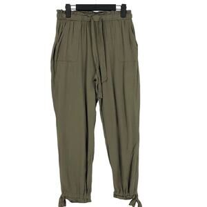 Lulus Sebastian Ankle Pants Women's Medium Olive Green Mid Rise Elastic Waist